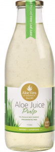 Aloe Vera Aloe Juice Pulp 100% Pure Preservative Free (Glass) 1Lt