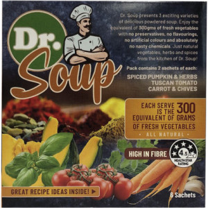 CELL-LOGIC Dr. Soup Mixed Sachets (3 Flavours) 30g x 6 Pack (contains: 2 each of Spiced Pumpkin & He