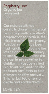 LOVE TEA Organic Raspberry Leaf Tea Loose Leaf 50g