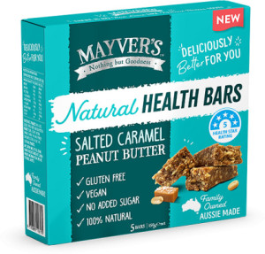 Mayvers Natural Health Bars Salted Caramel Peanut Butter  (5Bars) 150g