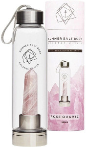 Summer Salt Body Crystal Elixir Glass Water Bottle Rose Quartz 550ml