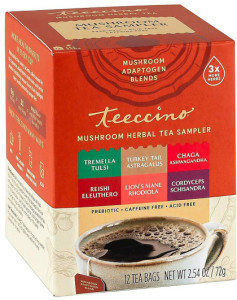 Teeccino Tea Sampler Mushroom Organic 12 Tea Bags