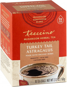 Teeccino Turkey Tail Astragalus Mushroom Adaptogen 10 Tea Bags