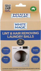 White Magic LaundryBall Lint&Hair Removing 6Pk