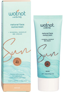 WOTNOT NATURALS Natural Face Sunscreen SPF 40 + Mineral MakeUp BB Cream Light/Medium Beige 60g