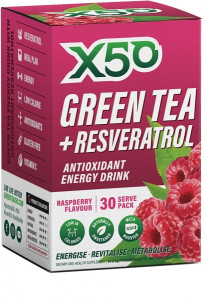 X50 Green Tea + Resveratrol Raspberry 30 Sachets